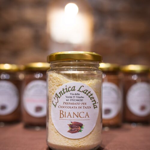 Cioccolato Viterbo Antica Latteria barattolo di preparato per cioccolata calda Bianca