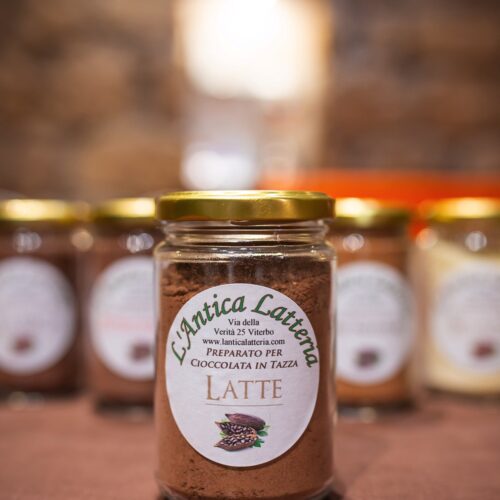 Cioccolato Viterbo Antica Latteria barattolo di preparato per cioccolata calda al latte